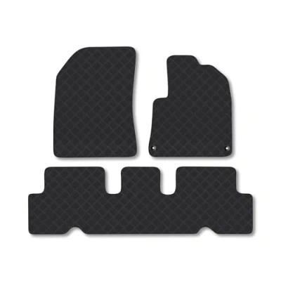 Image of Rubber Car Mats Compatible with Citroen C4 Picasso (2013 2015) Tailored Fit Floor Set Accessory Black Custom 4 Pieces Clips Anti Slip Backing, Heavy Duty &amp; Waterproof