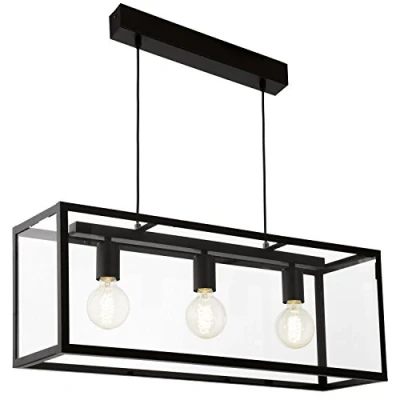 Image of Eglo 49393 CHARTERHOUSE Pendant Light in Black and Clear
