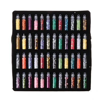 Image of YoungerY 1 Set 48 Bottles Flash Sequin Powder Decoration Silicone Mold DIY Jewelry Making L
