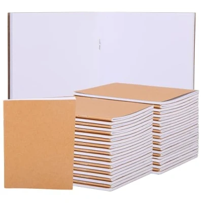 Image of BELLE VOUS 48 Pack Small Kraft Notebooks Unlined A6 Note Books Bulk Multipack Brown Paper Notepads 24 Pages per Notebook 10.5 x 14 cm (4.13 5.51 in).