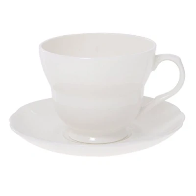 Image of FINE BONE CHINA BREAKFAST CUP AND SAUCER SET OF 6