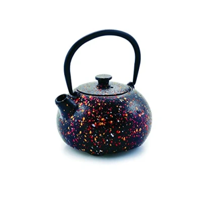 Image of IBILI Cast Iron Graffiti Teapot, 0.35 Litres, Enamel Interior, Induction Safe, Black