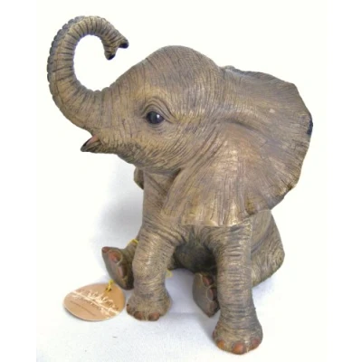 Image of Lesser &amp; Pavey Baby Elephant Statue Figurine for Home Office Out of Africa Ornaments Decor Gifts Women Men Living Room African