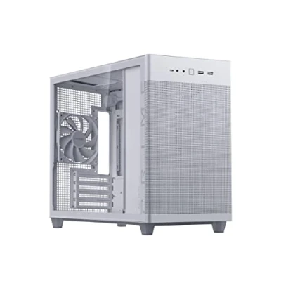 Image of ASUS Prime AP201 Tempered Glass MicroATX Case (Support Radiator up to 360 mm and Graphics Card Length 338 mm, colour Matched Cables, Tool free Side Panels, USB 32 Gen 2 Type C Front Panel) White