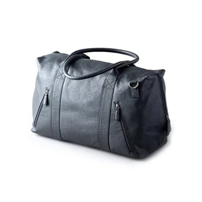 Image of Lakeland Leather Holdall Discoverer Large Real Duffle Bag in Black (52x27x23cm)