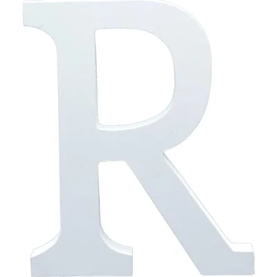 Image of White Wooden MDF Letter R Size 13cm Tall Free Standing Letters for Arts &amp; Crafts Personalized Name Decor
