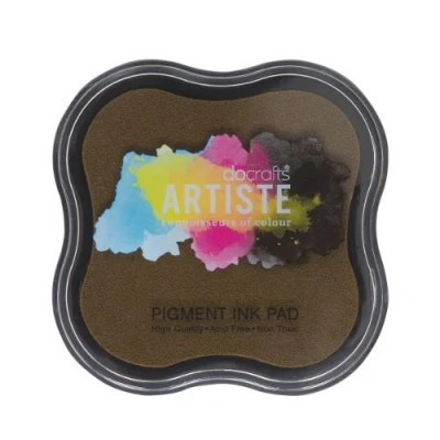 Image of Artiste Pigment Chocolate Ink Pad for Stamping, Embossing Powders, Crafting Supplies, Highly Pigmented, Use with Clear Stamps, Rubber Pads are Safe Non Toxic Acid Free