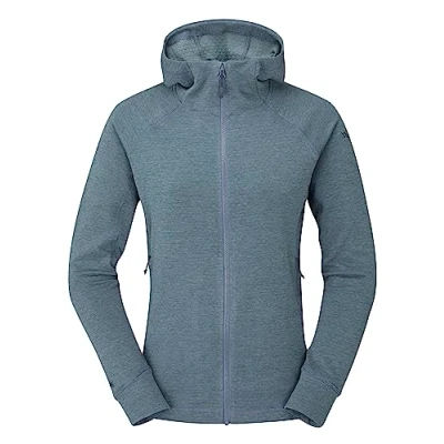 Image of Rab Women&#039;s Nexus Hoody Full Zip Lightweight Fleece Jacket for Trekking &amp; Climbing Orion Blue Large