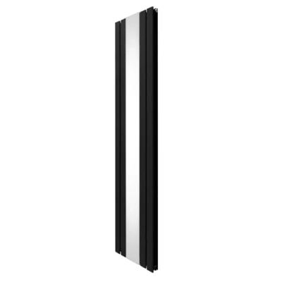 Image of Flat Panel Radiator with Mirror 1800mm x 425mm Modern Designer Double Column Vertical Heater Matt Black Carbon Steel Wall Mounted Kitchen Living Room Cleaning Brush Fixing Kit &amp; Brackets
