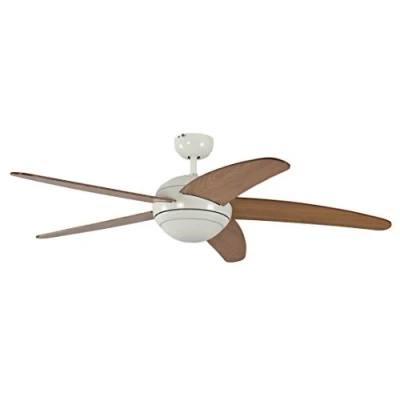 Image of Pepeo Ceiling Fan Melton White 52 inch with Light and Remote Control Blades Honey Maple