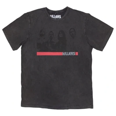 Image of Rock Off officially licensed products The Killers Band Photo Mono Stone Wash T Shirt M Charcoal