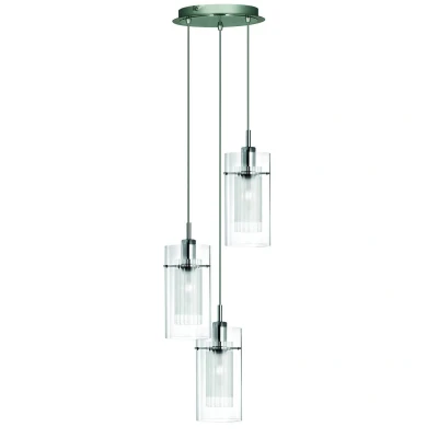 Image of Duo 3 Light Cluster Pendant Chrome, Glass, E14