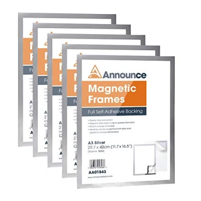 Image of Announce Magnetic Frame A3 Silver (Pack of 5) AA01844