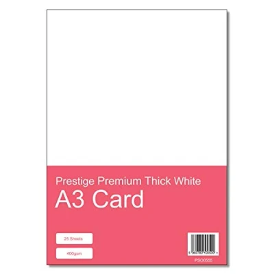 Image of Prestige Premium Thick 400gsm Craft Card White A3 25 Sheets