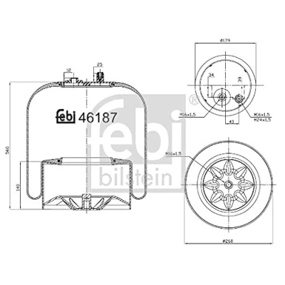 Image of 9423201721, 9423202521, 9423207121, A9423201721, A9423202521 Boot, air suspension FEBI BILSTEIN 46187 Rear Axle