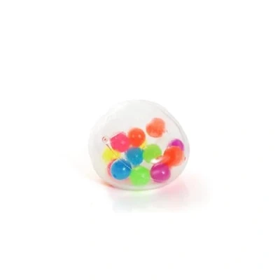 Image of Molecule Ball Pack of 1 6cm Clear Squishy with Multicoloured Water Beads Kids Fun Christmas Stocking Filler Childs Party Bag Fidget Games