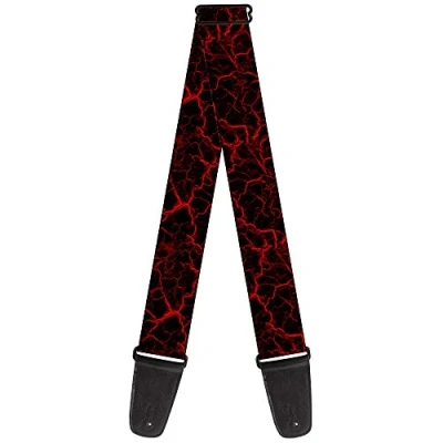 Image of buckle down Guitar Strap 34 60 Inches Marble Black/Red