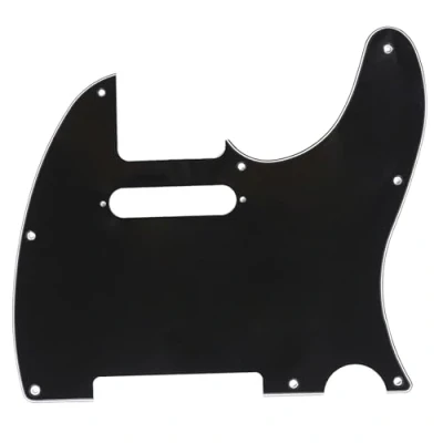 Image of Musiclily 8 Hole Tele Pickguard Scratch Plate for Fender USA/Mexican Standard Telecaster Modern Style Electric Guitar, 3Ply Black
