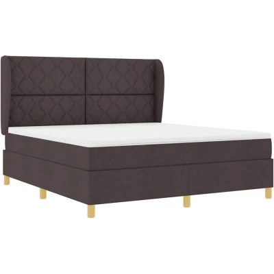 Image of vidaXL Box Spring Bed with Mattress Dark Brown 180x200 cm Fabric