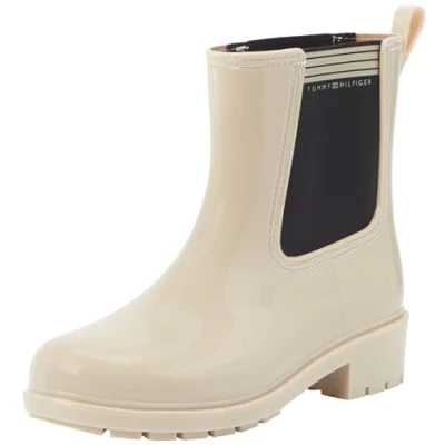 Image of Tommy Hilfiger Essential Rainboot Wellies, Women&#039;s, Size: 5, White clay Synthetics
