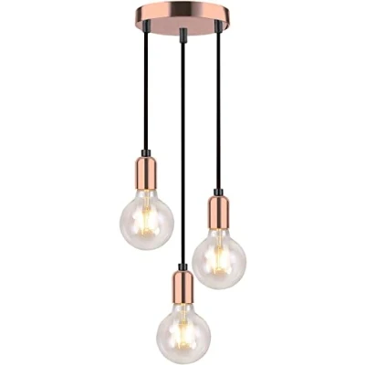 Image of Modern Spiral 3 Pendant Light Fitting, Retro E27 Edison Style Lamp Holder,Suspended Ceiling Fitting Rose Copper