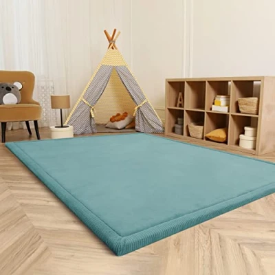 Image of Paco Home Nursery Area Rug Kids For Bedroom Girls Boys Soft Non slip Modern, Size:140x200 cm, Colour:Blue