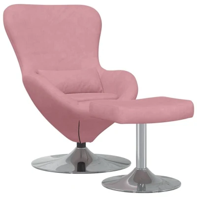 Image of vidaXL Egg Chair with Footstool Pink Velvet