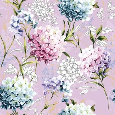 Image of Ambiente 3 Ply Printed Paper Napkins Pack of 20, Lunch Size, 33cm x Horana Lilac