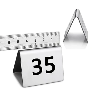 Image of Table Numbers Set 1 To 25/1 50/1 100 Stainless Steel Number Signs, Stackable Restaurant Tent Style Cards, For Flexible Wedding Bars Cafe Signs