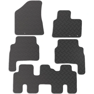 Image of Carsio Rubber Car Mats For Kia Sorento 2010 to 2012 7 Seater Tailored Fit Floor Mat Set Complete Accessory Black Custom Fitted All Weather &amp; Heavy Duty, Anti Slip Backing with Clips
