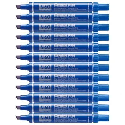 Image of Pentel N60 Permanent Marker Chisel Tip Max.6mm Line Blue Ref C [Pack of 12]