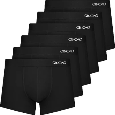 Image of QINCAO Boxer Shorts Mens 6 Pack, No Itchy Labels, Cotton Underwear Retro Trunks, Gift Set