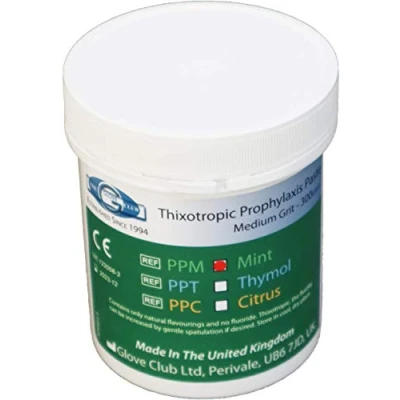 Image of Glove Club Ltd Prophy Paste Thixotropic Mint 300gram Medium Grit Pink Teeth Polishing Cleaning Stain Removal