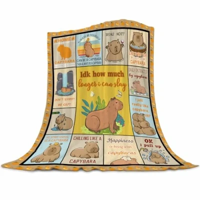 Image of Gaakvrr Cute Capybara Blanket, Blankets Throw Flannel Bed Cozy Lightweight Plush Gifts for Kids Boys Girls Sofa Couch Bedroom All Season, Home Decor 130x150cm(50x60 Inch)