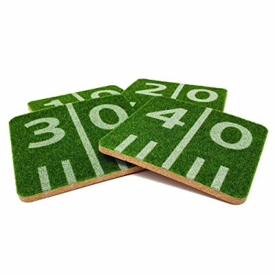 Image of 40YARDS American football coasters in grass playing field design (4 pieces)