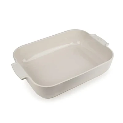Image of PEUGEOT Rectangular Ceramic Baking Dish 40 cm (including handles) x 25.7 7.5 Capacity: 5.2 L 8 10 Servings Year Guarantee Made In France Ecru Colour