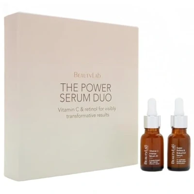 Image of BEAUTYLAB Power Serum Duo Gift Set, Vitamin C Intense &amp; Super Retinol Bakuchiol Serum, Luxurious Skincare Set for Women, Minimises Wrinkles Enhances Radiance, Gifts Women