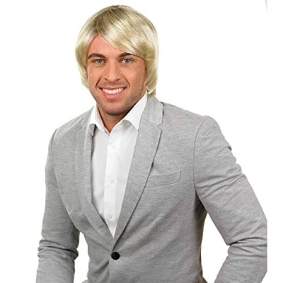 Image of Fun Shack Blonde Boy Band Wig, Mens Wig Fancy Dress, Short Men, Mens, Wigs Dress One Size