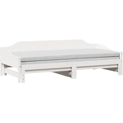 Image of vidaXL Daybed with Trundle without Mattress White 90x200 cm Solid Wood