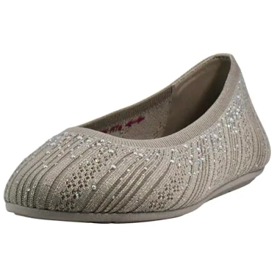Image of Skechers Women&#039;s Cleo 2.0 Glitzy Daze Ballet Flat, Taupe, 8.5