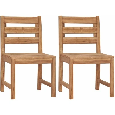 Image of vidaXL Solid Teak Wood Outdoor Chairs Set 2 pcs, Fine Sanded, Rustic Design, Weather Resistant, Perfect for Garden or Patio