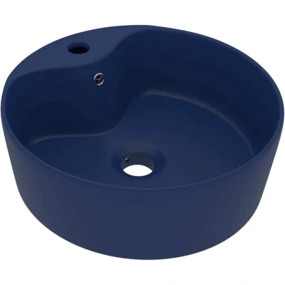 Image of vidaXL Luxury Wash Basin with Overflow Matt Dark Blue 36x13 cm Ceramic
