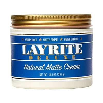 Image of Layrite Natural Matte Cream 297g Medium Hold Water Soluble Finish
