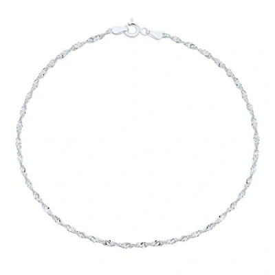 Image of Singapore Chain Twisted Curb Anklet Ankle Bracelet For Women Teens .925 Sterling Silver 9 Inch Made In India