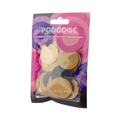 Image of VJ STALEKS PRO Pododisc Refill 50 Disposable pedicure Stickers (Rugosity 100) PDF 25 100 dry skin cracked feet soles, heel calluses,