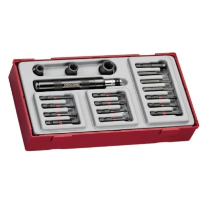 Image of Teng Tools 19 Piece 1/4 Inch Drive Impact Bit, Socket, Screw Extractor, Driver &amp; Adapter Set TTID19