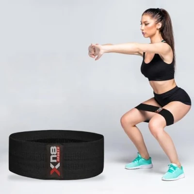 Image of XN8 Fabric Resistance Bands Exercise Loops Booty Non Slip Workout Band Set for Hips Glutes Legs Butt Fitness Yoga Pilates (Black, L)