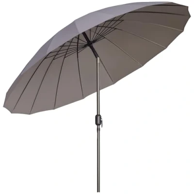 Image of Outsunny 2.5m Shanghai Garden Parasol Umbrella with Crank &amp; Tilt, Adjustable Outdoor Sun Shade, Grey