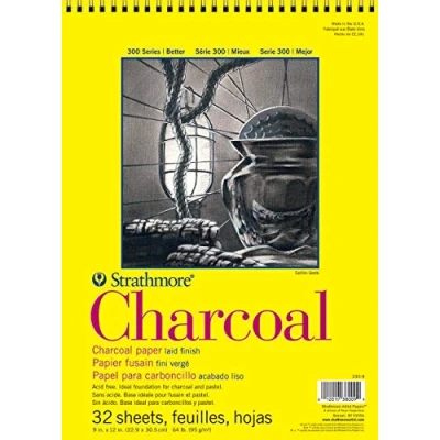 Image of Pro Art Strathmore Charcoal Spiral Paper Pad 9 x 12 inch, 32 Sheets, Multicolor, 9x12