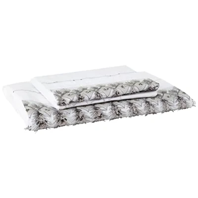 Image of Rapport Home Feathers Double Duvet Cover Set White/Silver Luxury Modern Bedding Bed